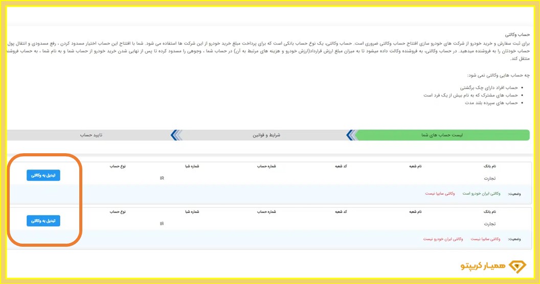 حساب وکالتی خودرو غیر حضوری
