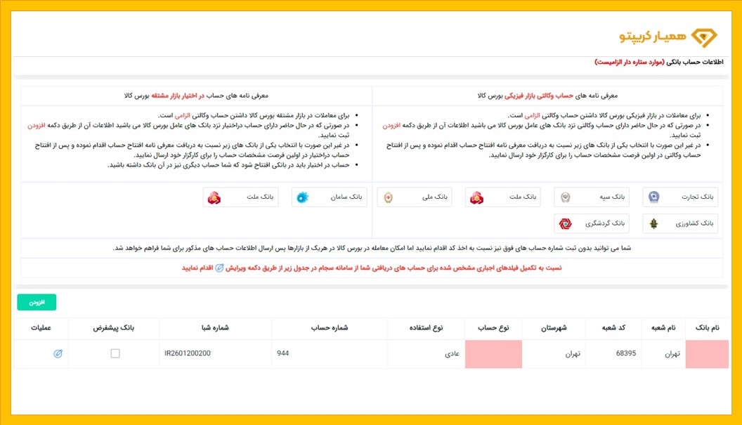پر کردن اطلاعات مربوط به ایبیگو