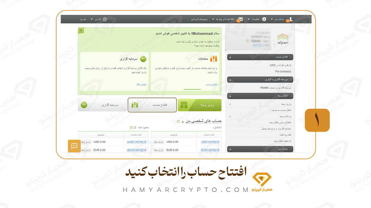افتتاح حساب در بروکر آلپاری